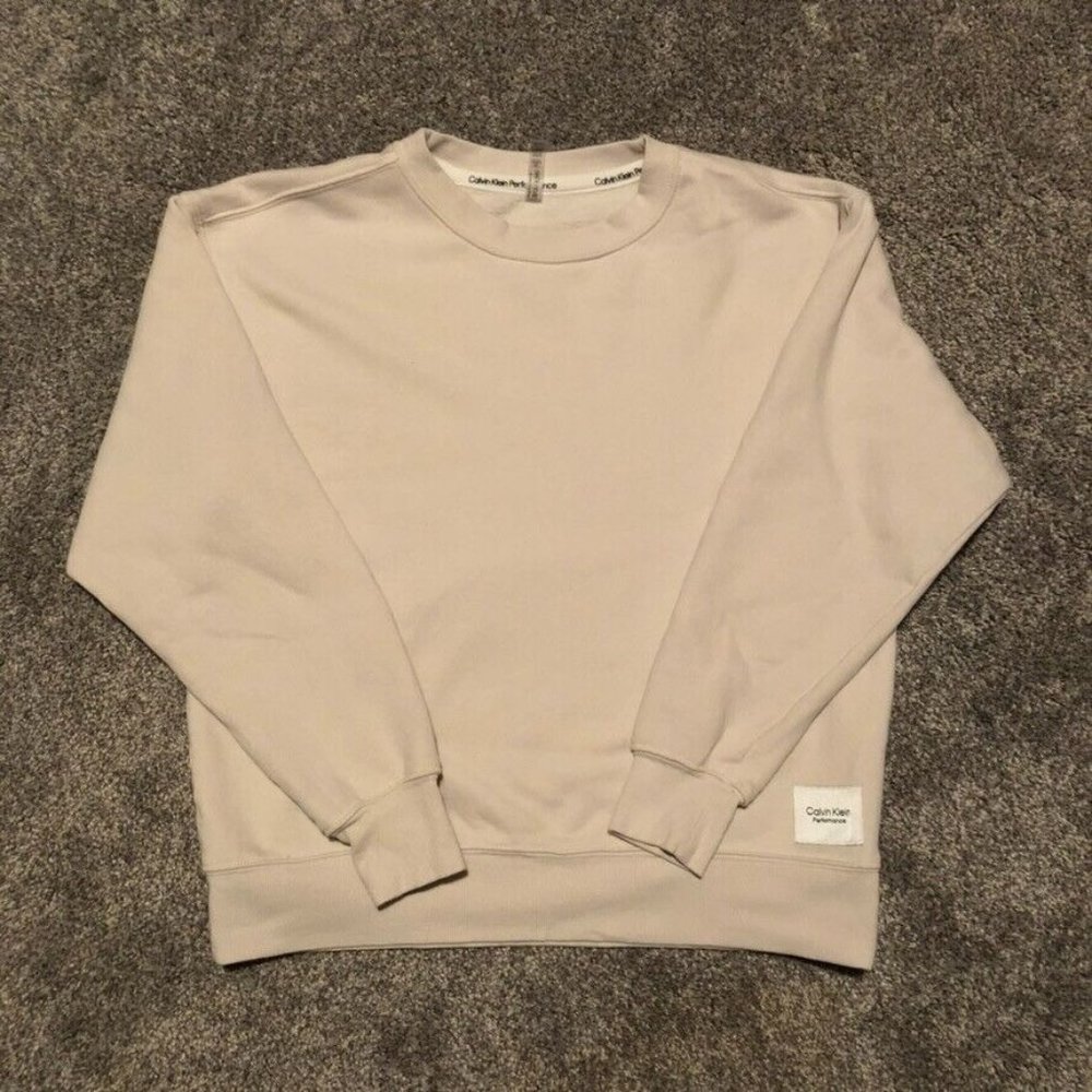 Calvin Klein Performance Womens Crewneck Sweatshirt Tan Size XS